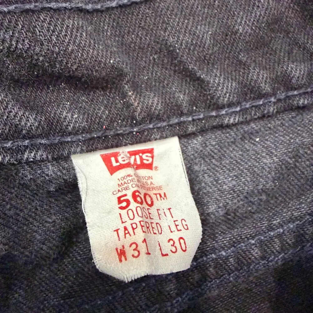 Vintage Levis 560 Loose Fit Tapered Leg Jeans Men's 31x30 Black USA Made 1994